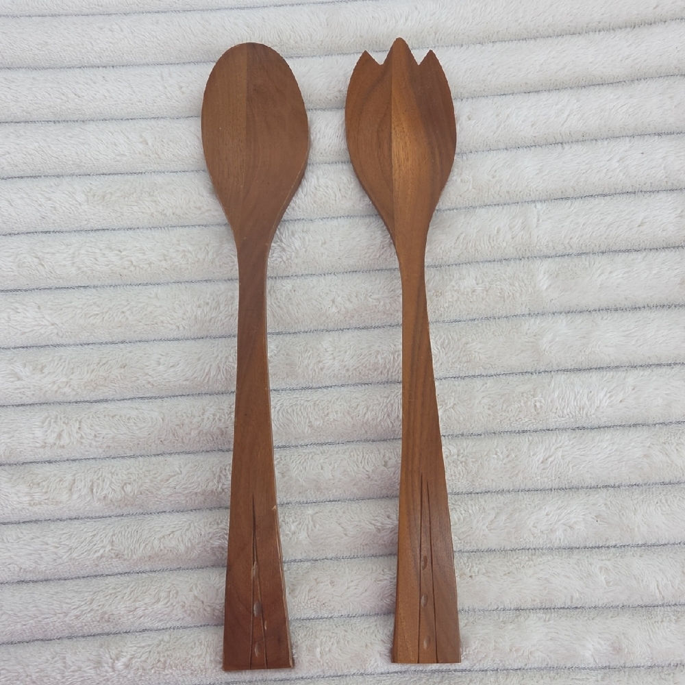 Vibtage Elegant Wooden Salad Server Set